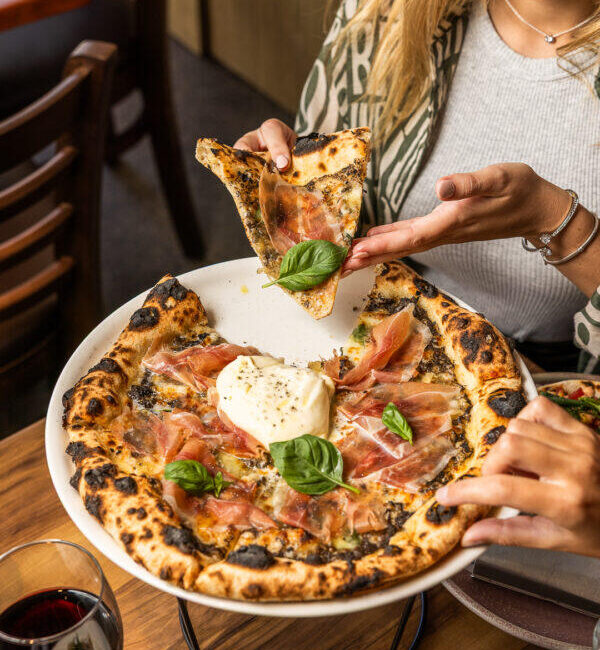 wood fired burrata pizza, best woodfired pizza near me, wood fired pizza near me